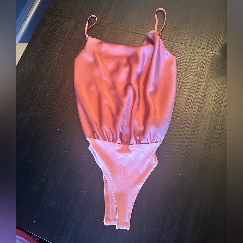 Sleek Pink Cowl Bodysuit